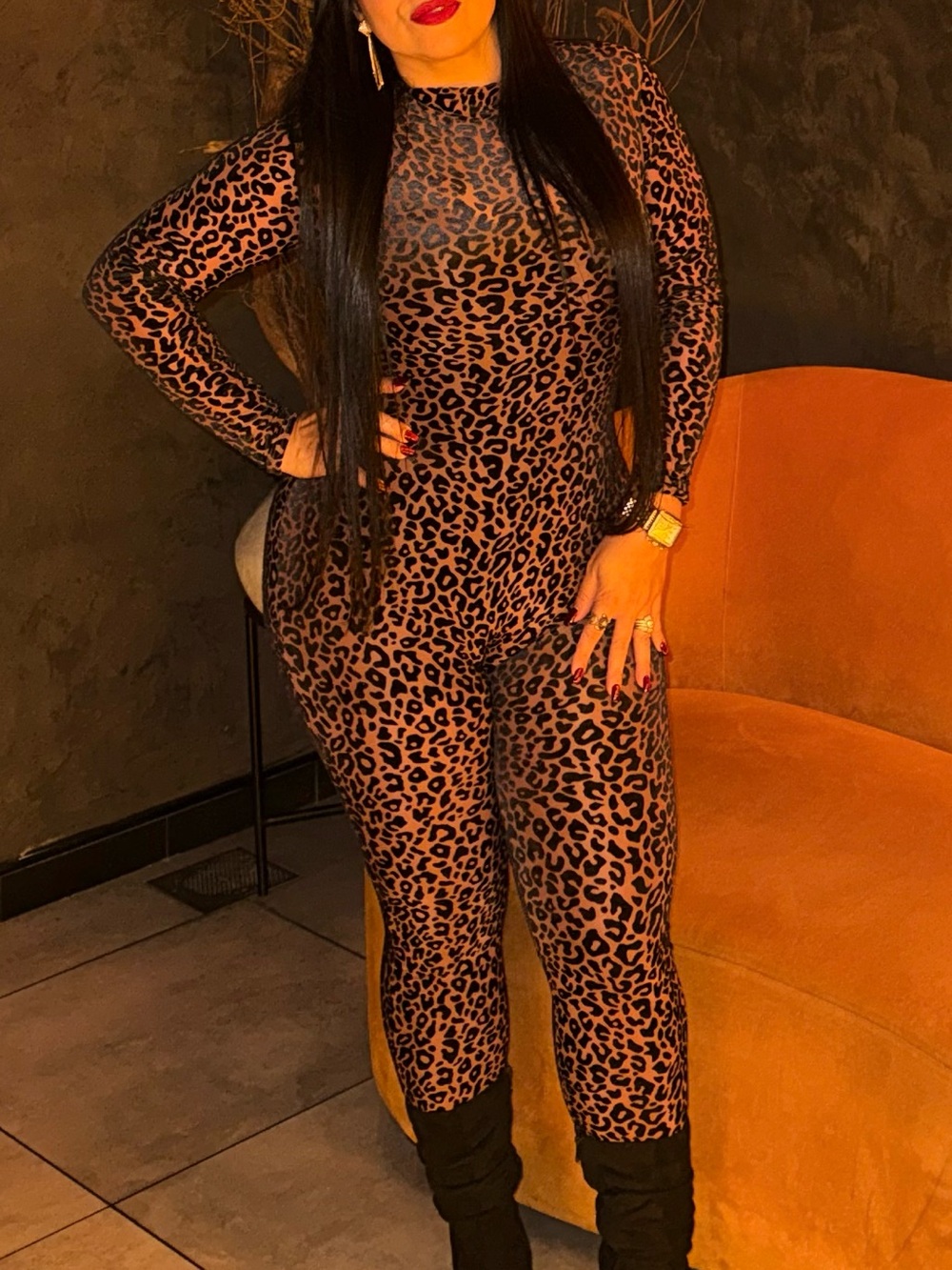 naked wardrobe Brown and Black Leopard Print Jumpsuit